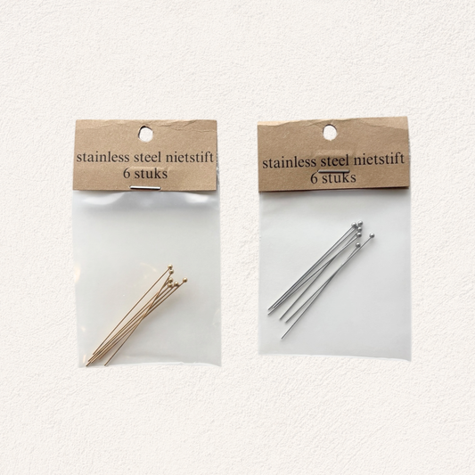 stainless steel nietstiften goud & zilver (6 stuks)