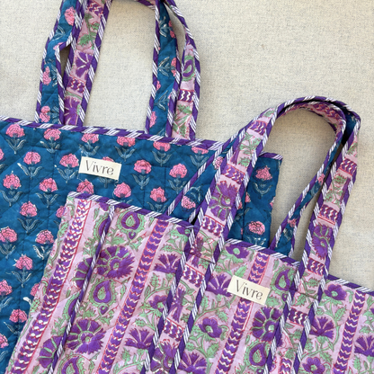 blooming reversible bag blue/purple