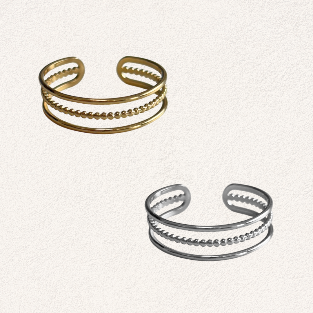 three lines dots ring