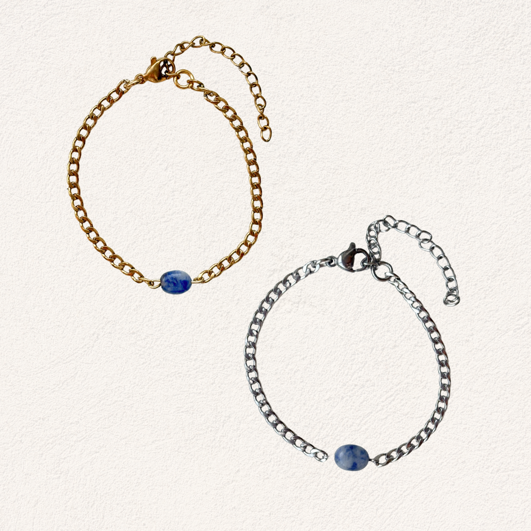 blue spot jasper met ovale vorm armband