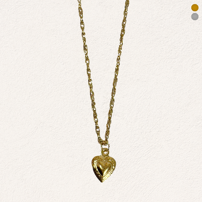 patterned heart charm necklace