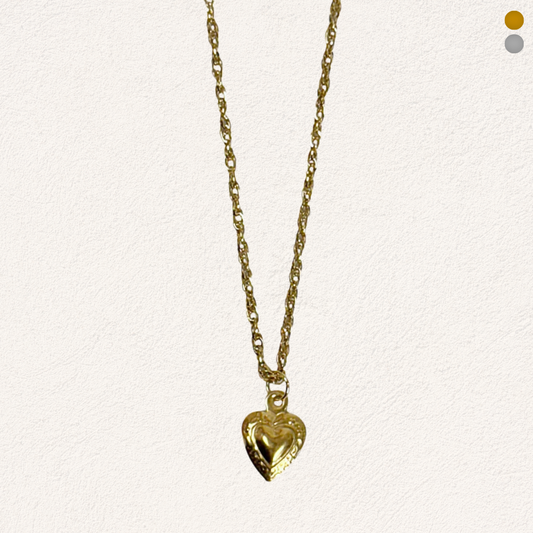 hartje met patroon bedel ketting