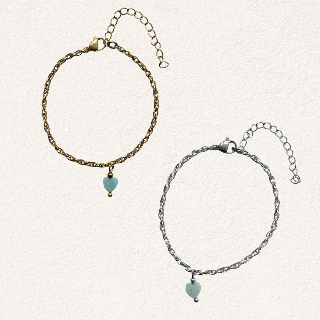 Amazonite heart bracelet