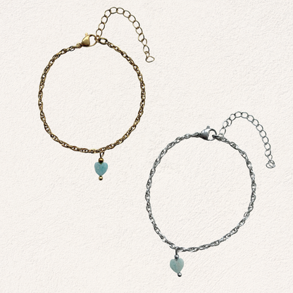 Amazonite heart bracelet