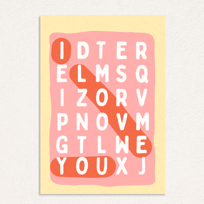 i love you word search card