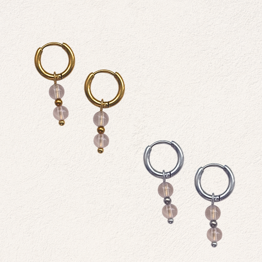 rozenkwarts ring oorbellen