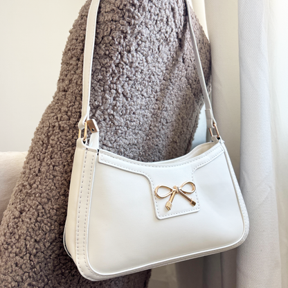 white bow shoulder bag