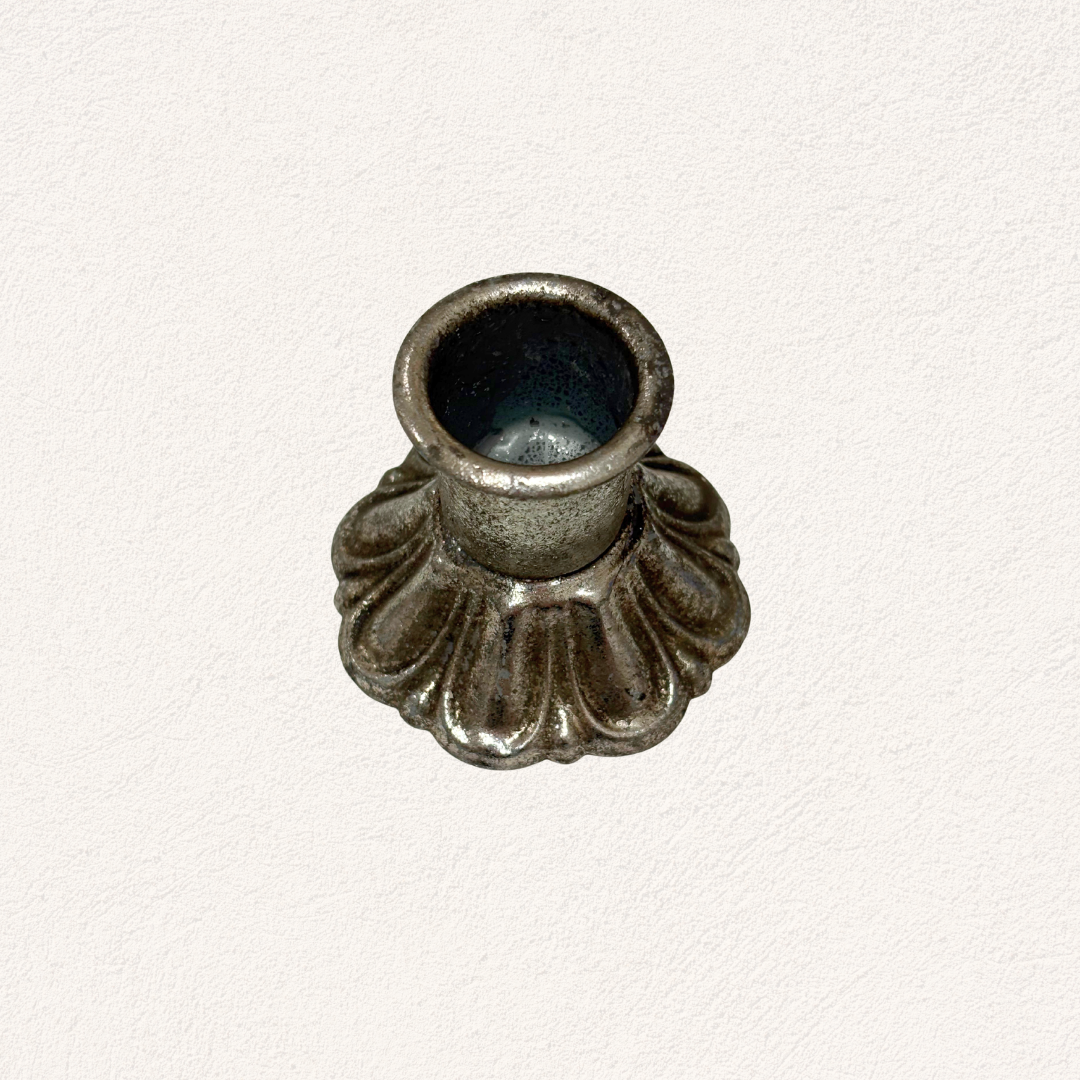 metalen bloem kandelaar zilver