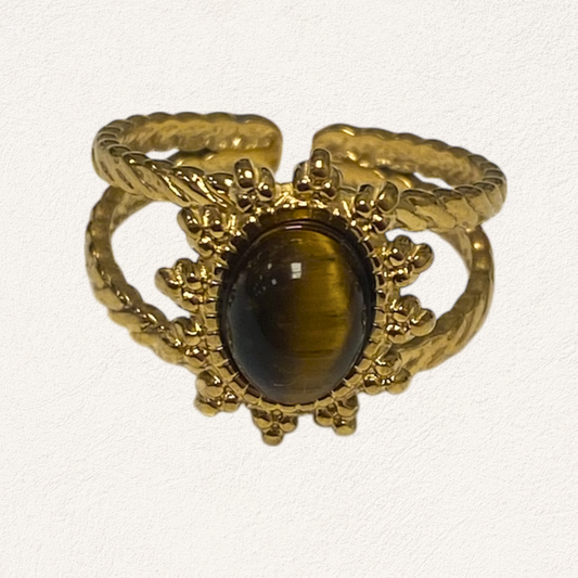 gevlochten tijgeroog ring