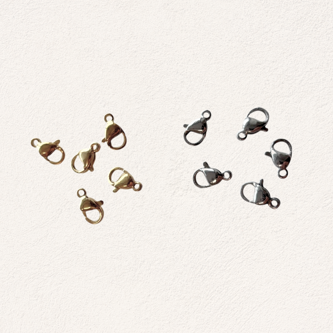 stainless steel slotjes goud en zilver, 1 cm (5 stuks)