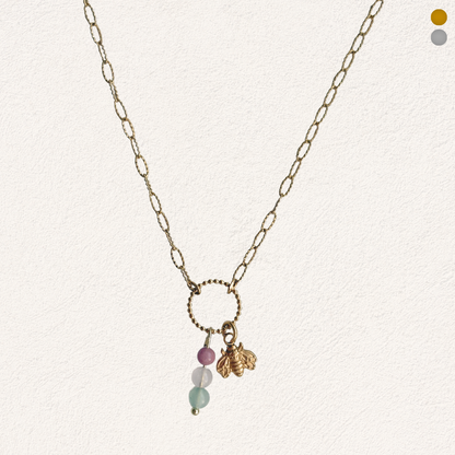 on necklace with natural stone beads
