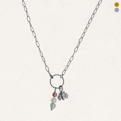 on necklace with natural stone beads
