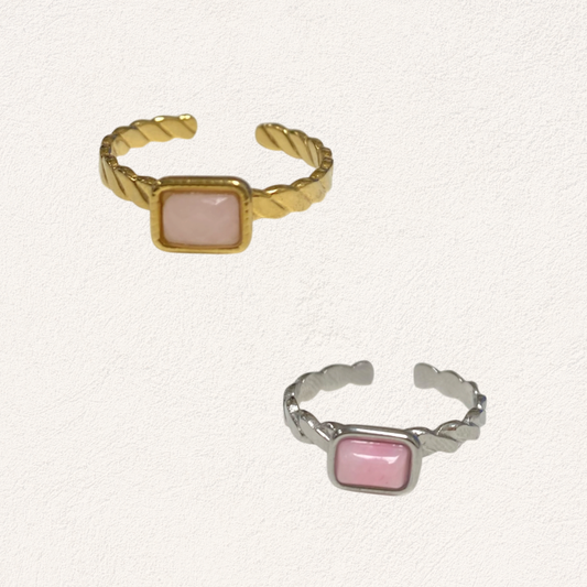 blush rectangle ring