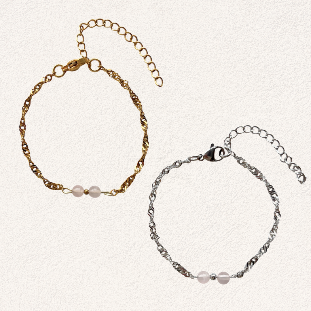 rozenkwarts armband met gedraaide schakel