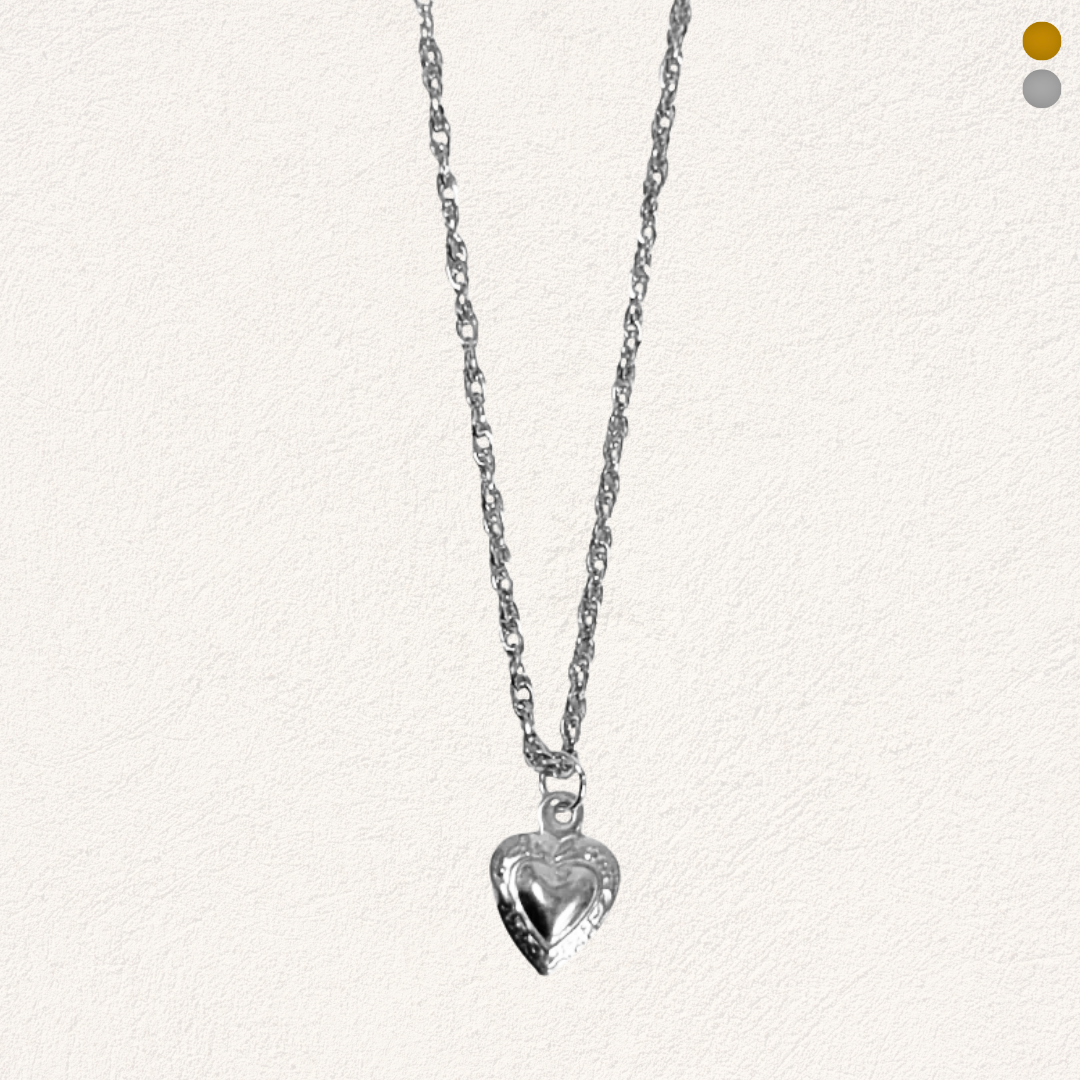 hartje met patroon bedel ketting