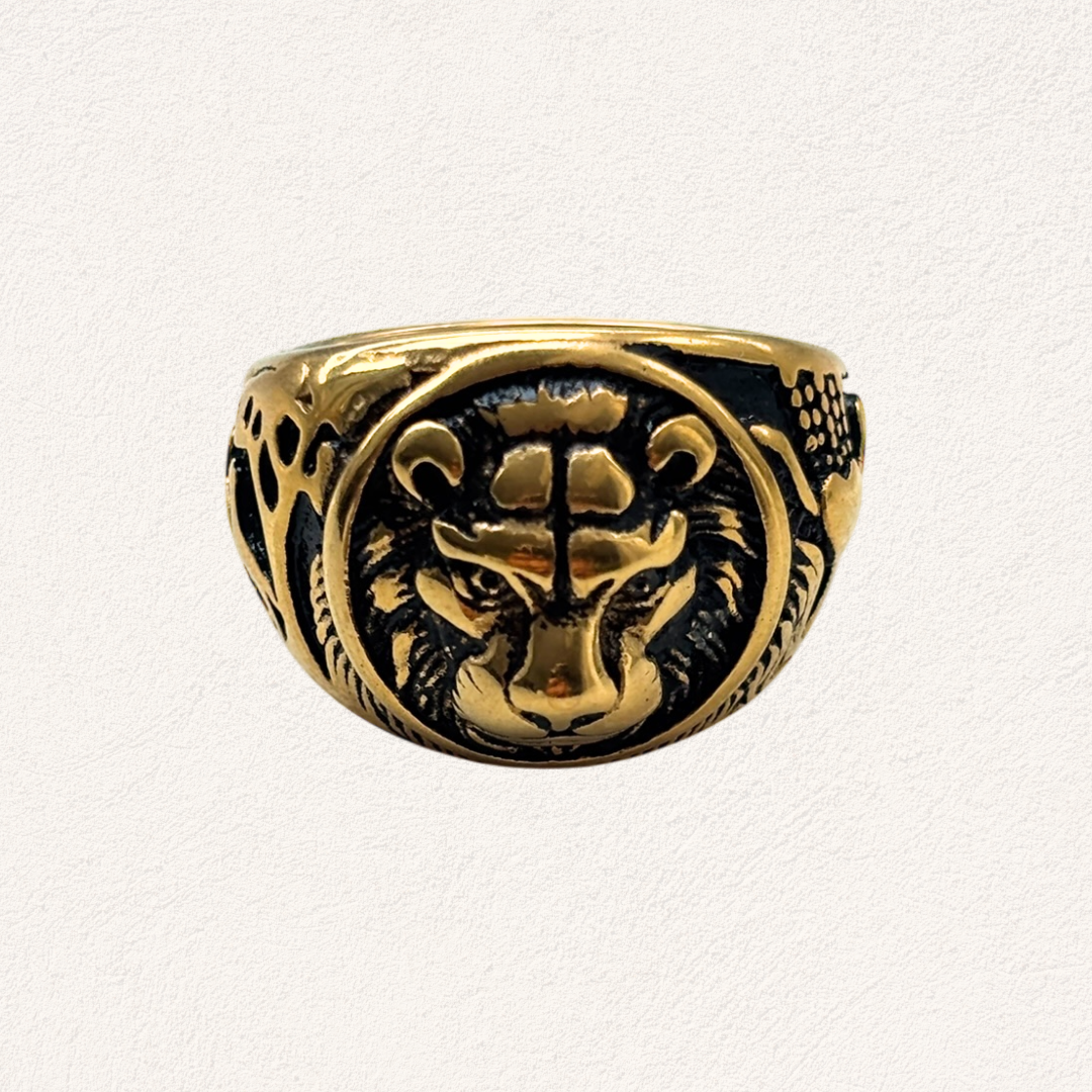 heren ring leeuw goud