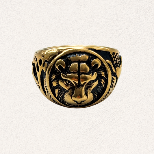 heren ring leeuw goud