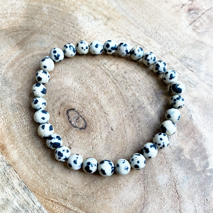 men's natural stone bracelet dalmatian stone