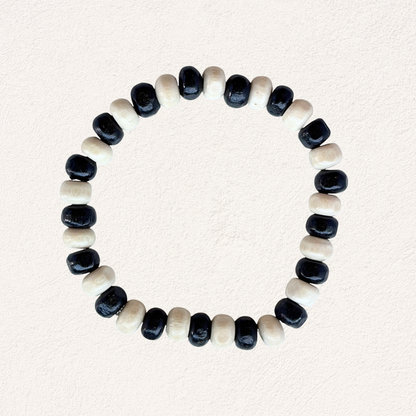 wooden bracelet black white