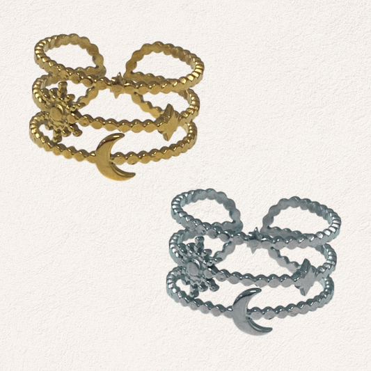three lines moon ring