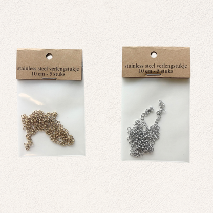 stainless steel verlengstukjes goud en zilver, 10 cm (5 stuks)