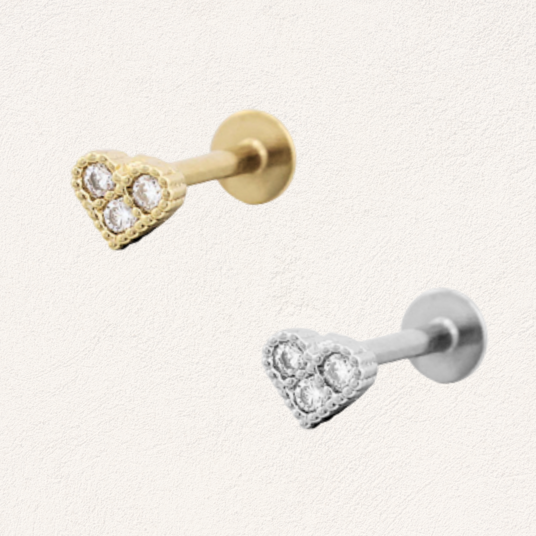 piercing hartje met kristal