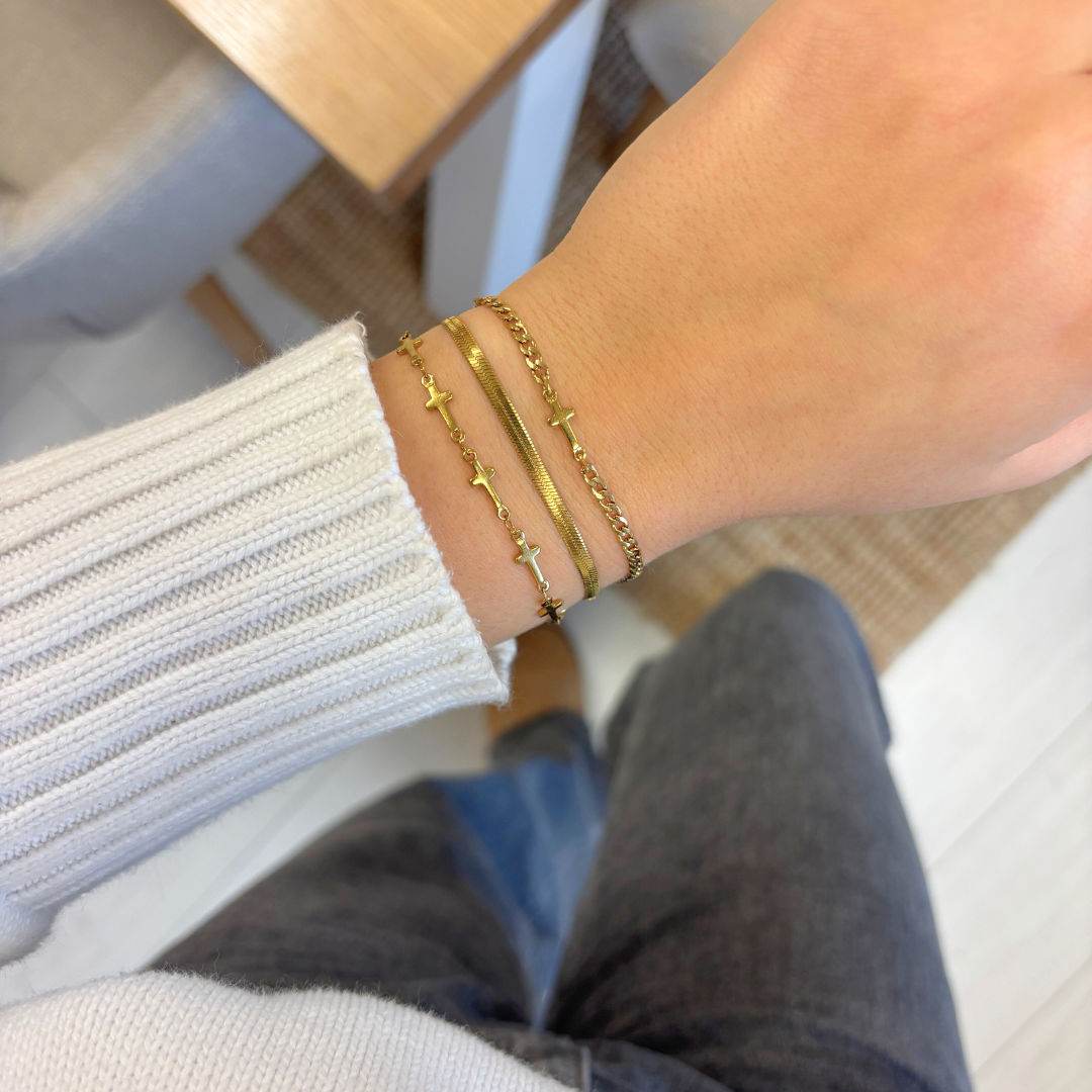 schakel armband met kruisje