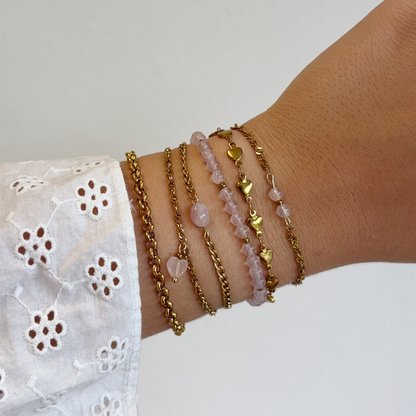rose quartz beaded bracelet
