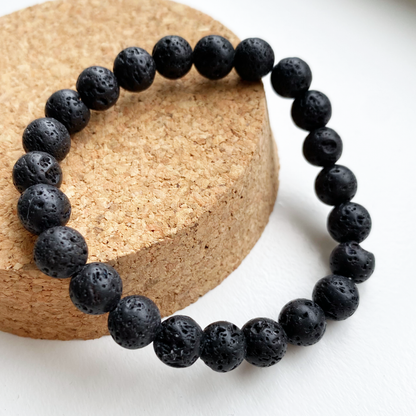 men's natural stone lava stone bracelet