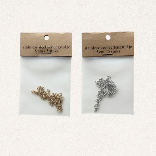 stainless steel verlengstukjes goud en zilver, 5 cm (5 stuks)