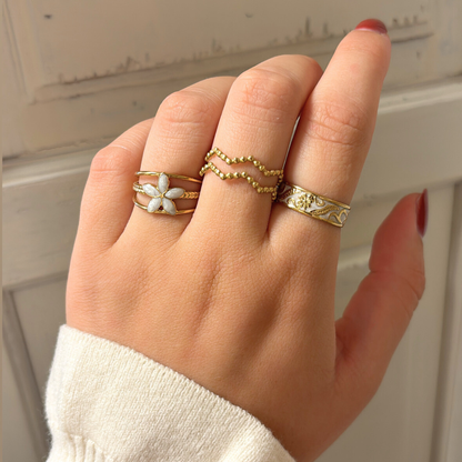 twee lijnen stippen ring