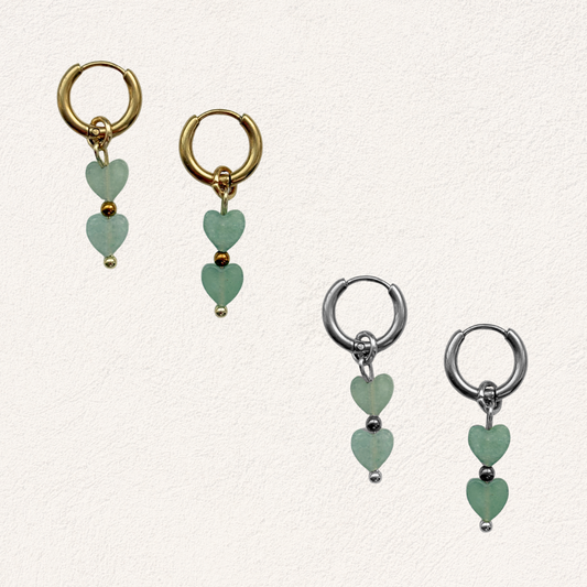 aventurijn oorbellen met hartjes