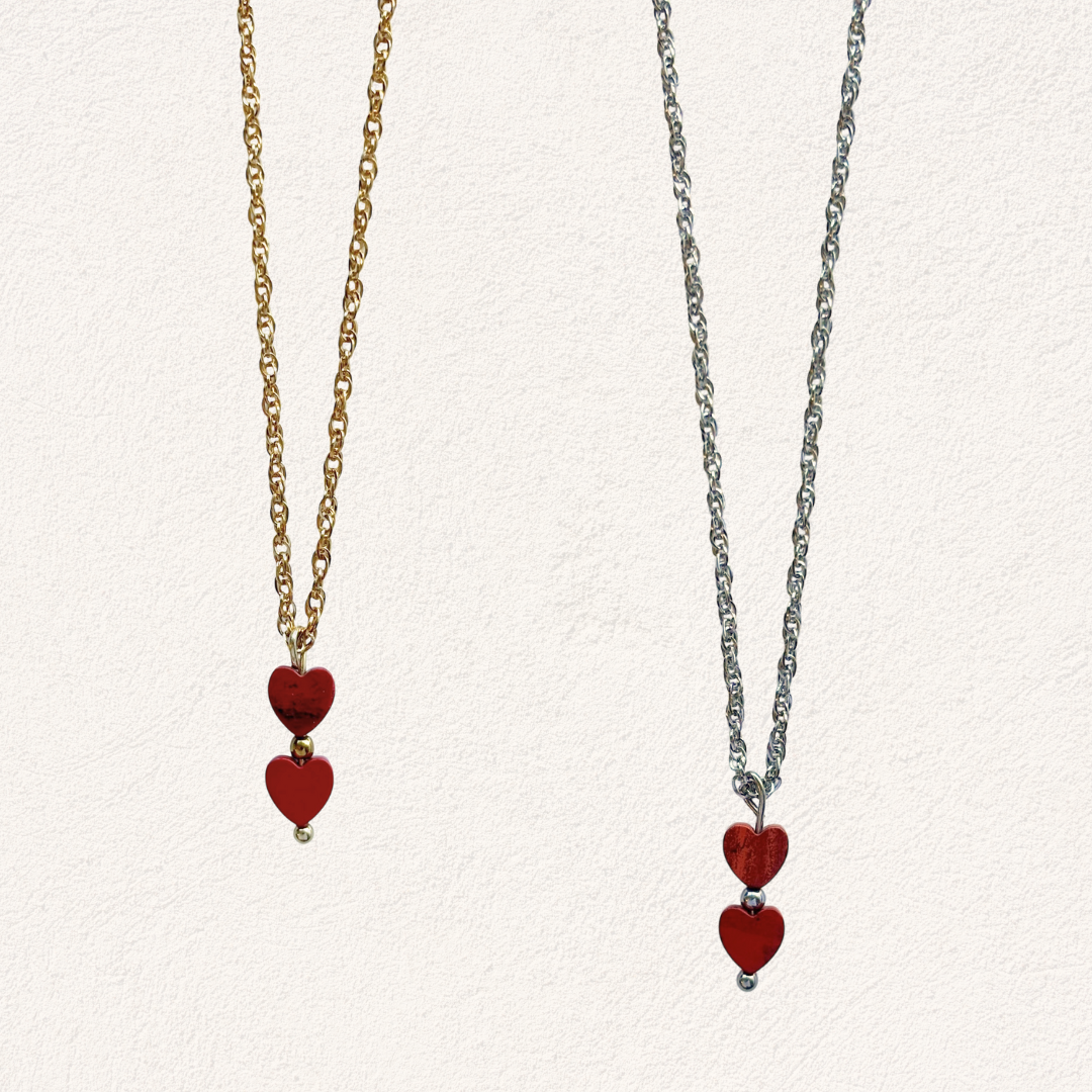 ketting met rode jaspis hartjes hanger