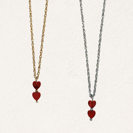 ketting met rode jaspis hartjes hanger