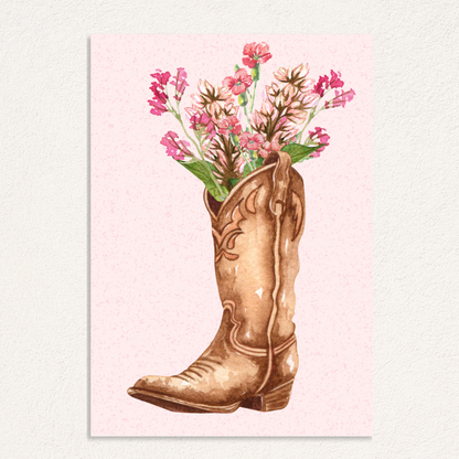 flower cowboy boot card