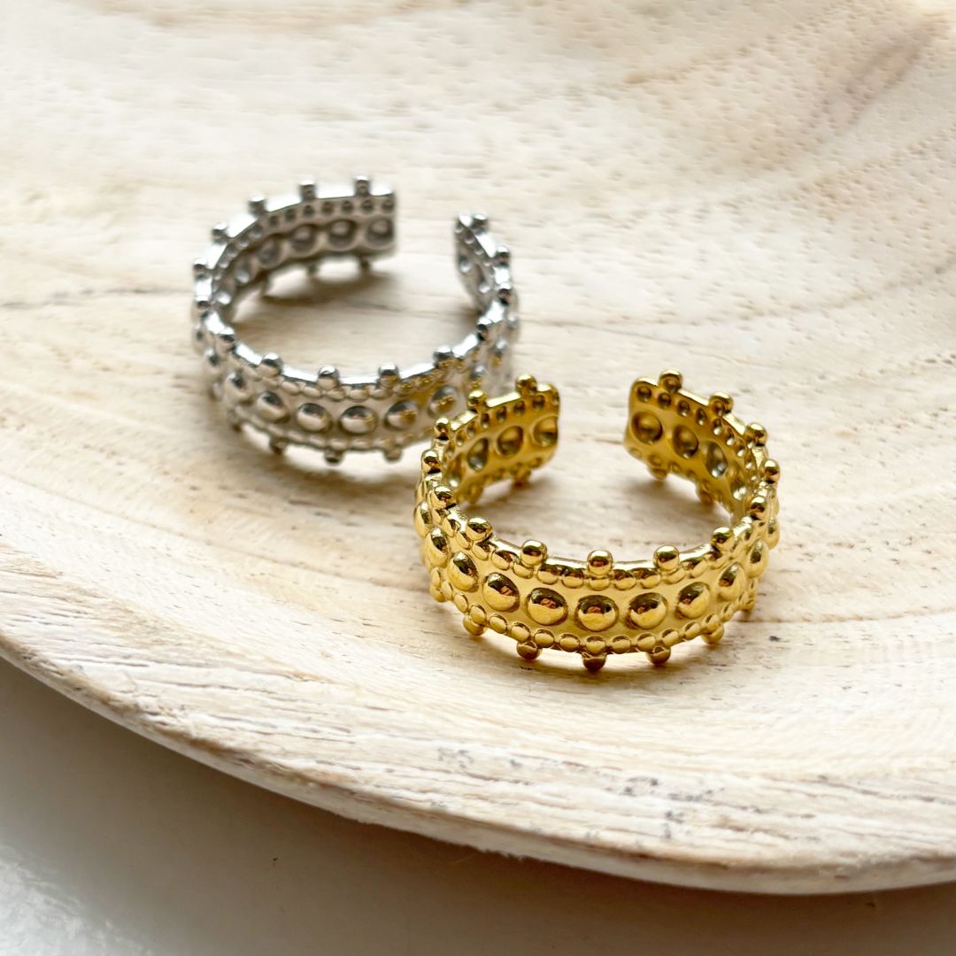 boho ring met bolletjes