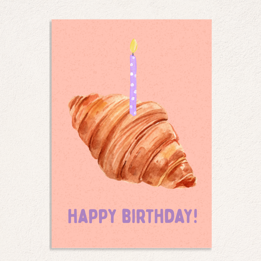happy birthday croissant kaart