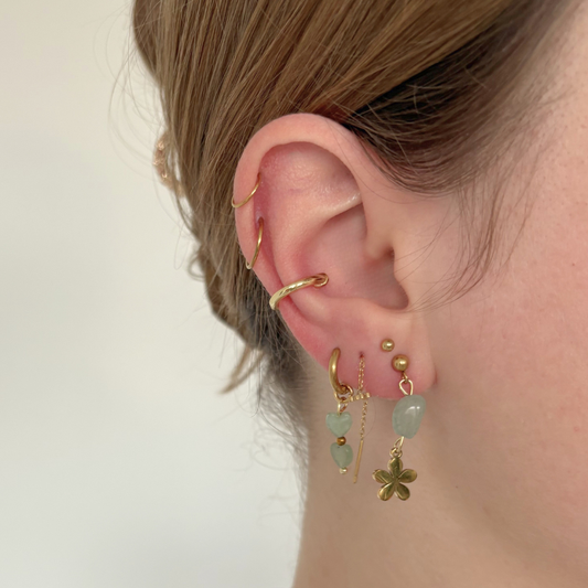 aventurijn oorbellen met bloem