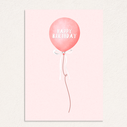 happy birthday balloon pink card