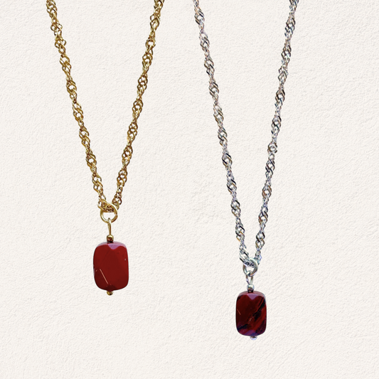 ketting met rode jaspis natuursteen hanger