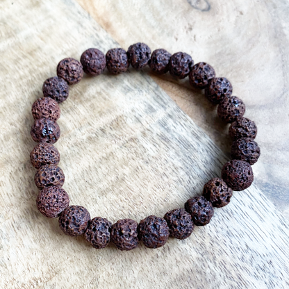 natural stone bracelet lava stone brown