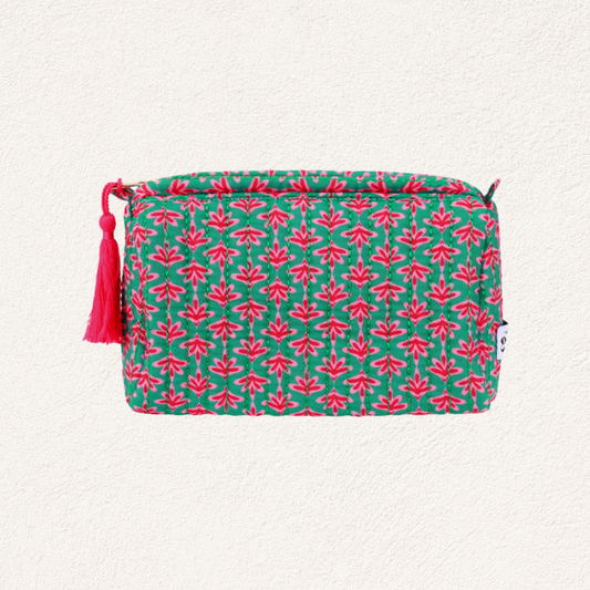 kleurrijke etui toilettas groen fel roze