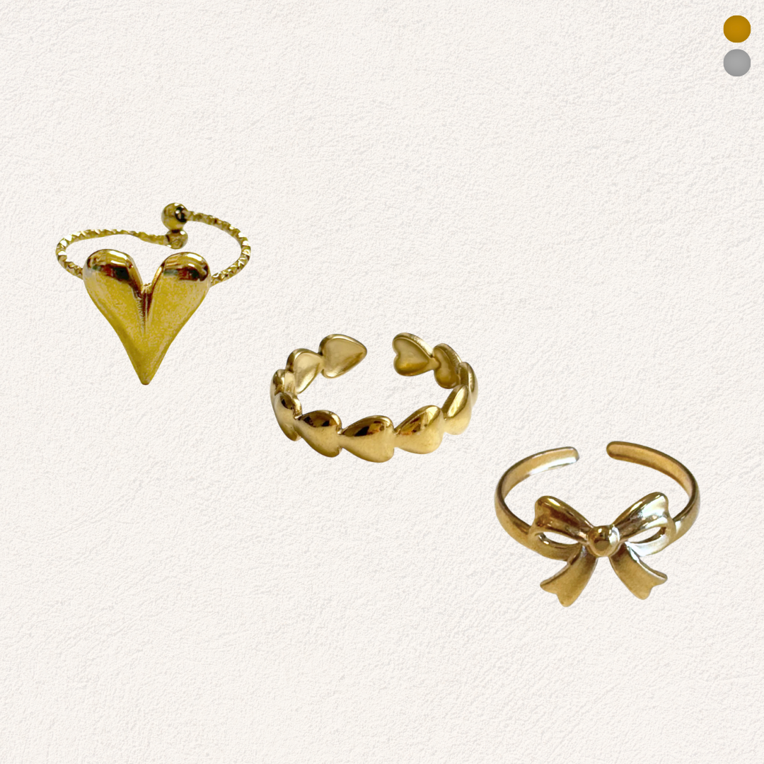 hartjes en strik ringen set