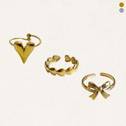 hartjes en strik ringen set