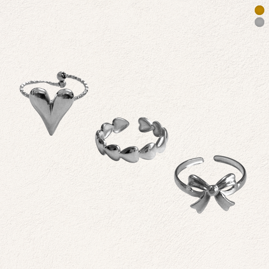 hartjes en strik ringen set