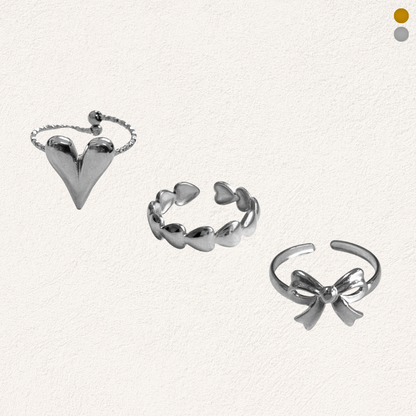 hartjes en strik ringen set