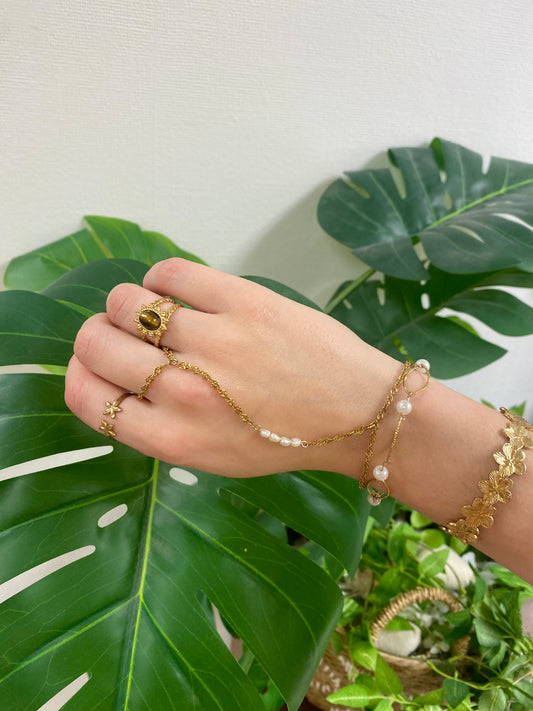 gevlochten tijgeroog ring