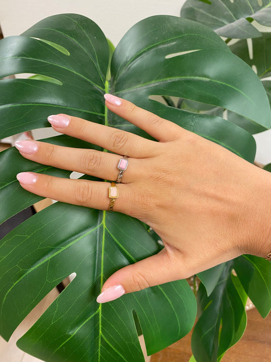 blush rectangle ring