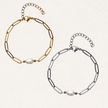 Productfoto van zoetwaterparel paperclip armband