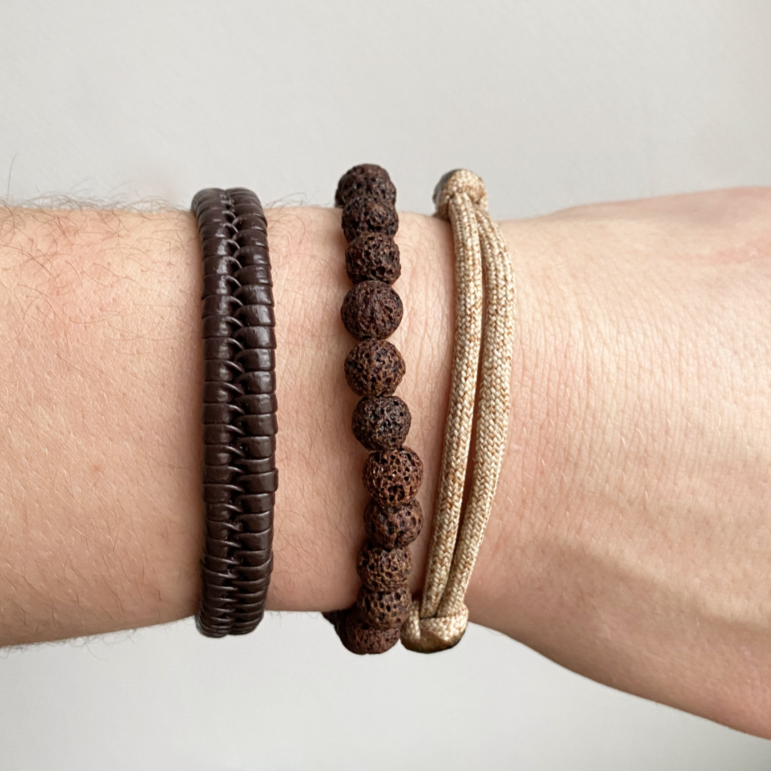 natuursteen armband lavasteen bruin